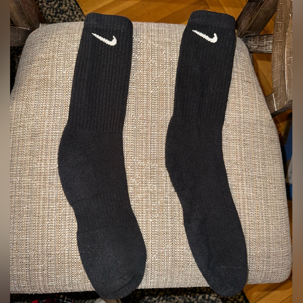 Nike Black Crew Socks with White Swoosh